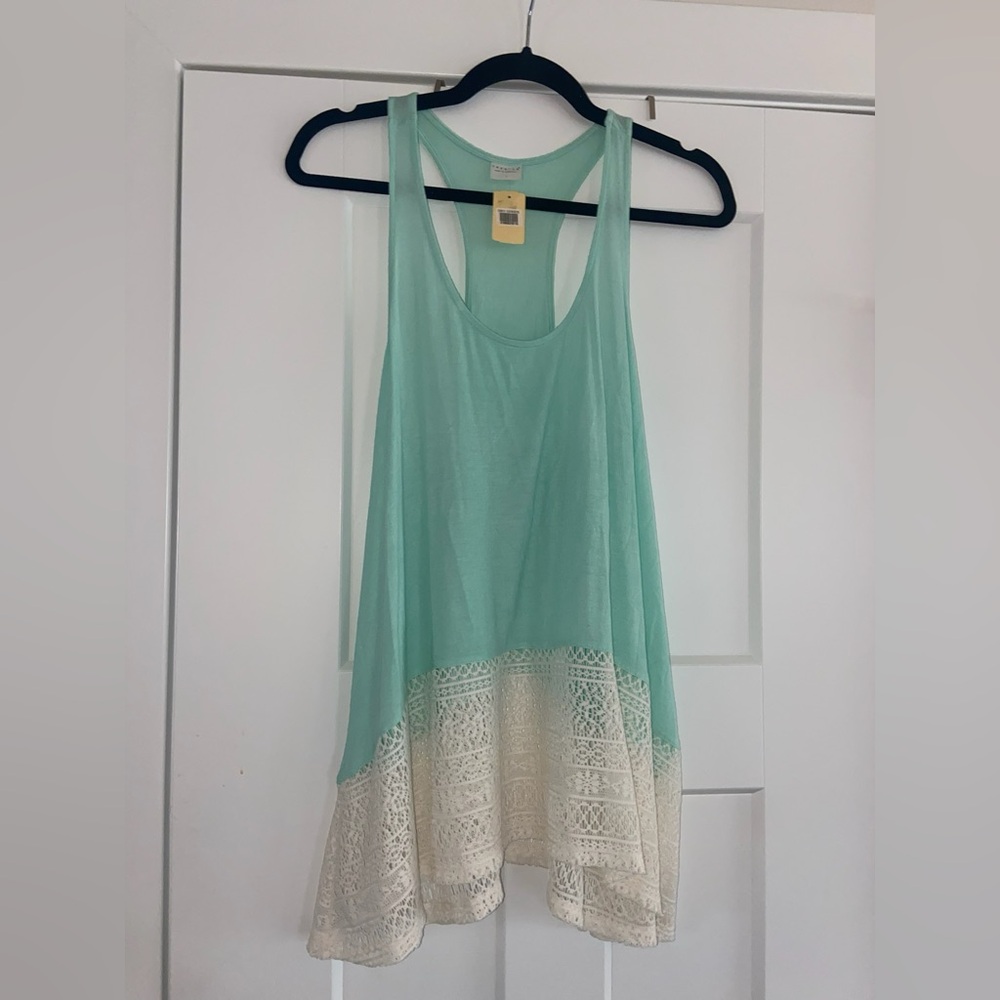 Turquoise Lace Tank Top